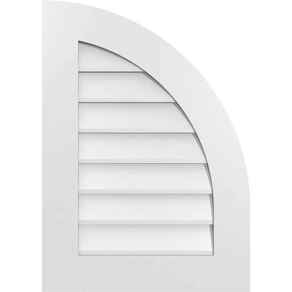 Ekena Millwork Quarter Round Top Right Surface Mount PVC Gable Vent w/ 3-1/2"W x 1"P Standard Frame, 20"W x 28"H GVPQR20X2801SN - main